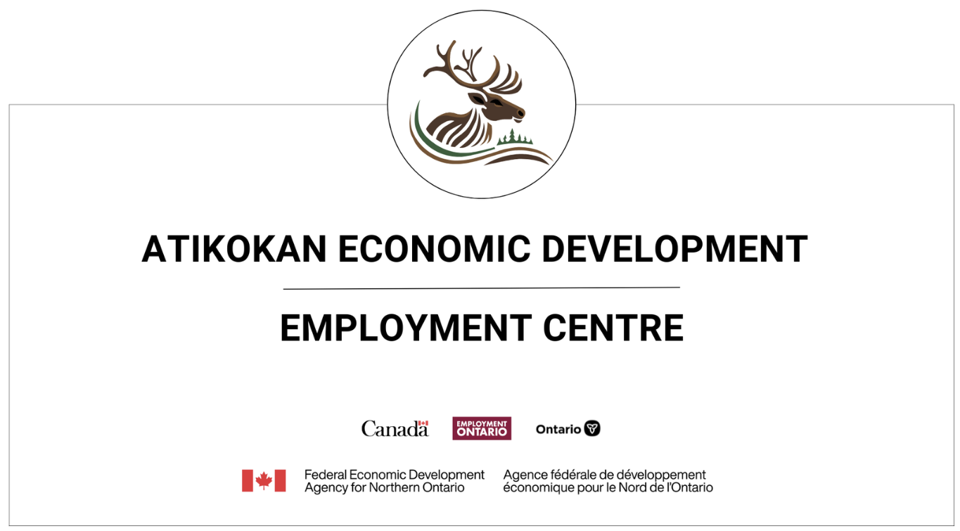 The logo applied to Atikokan Economic Development and Employment Centre signage