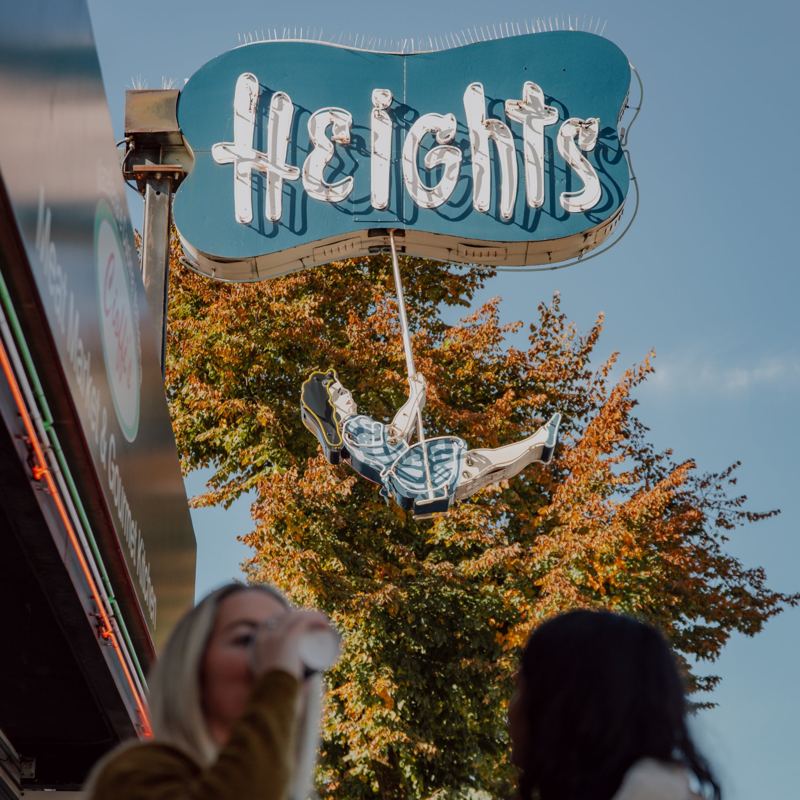 Vintage Heights neon sign in Burnaby Heights
