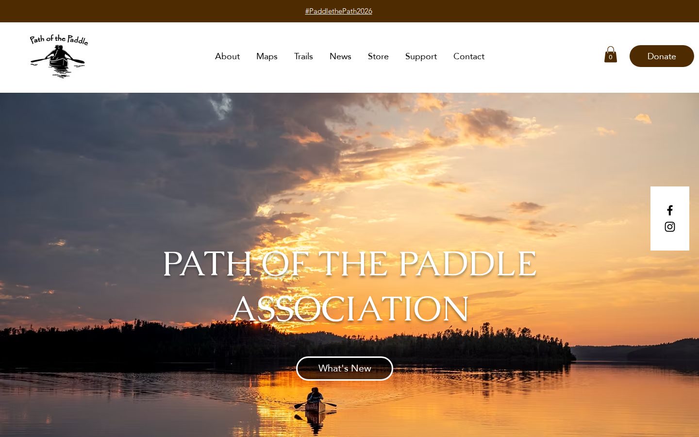 The redesigned Path of the Paddle Association homepage