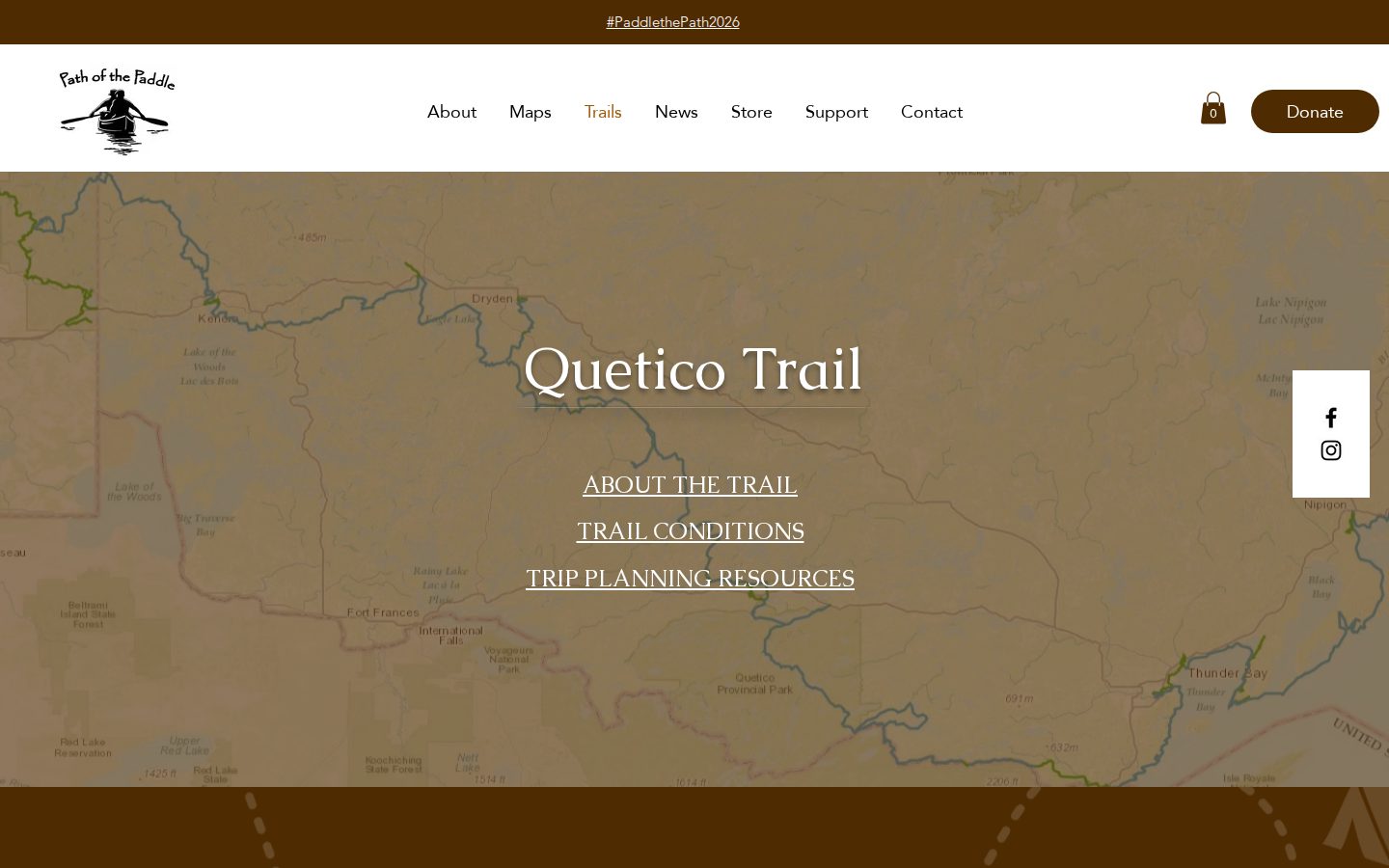 Individual trail page for the Quetico Trail