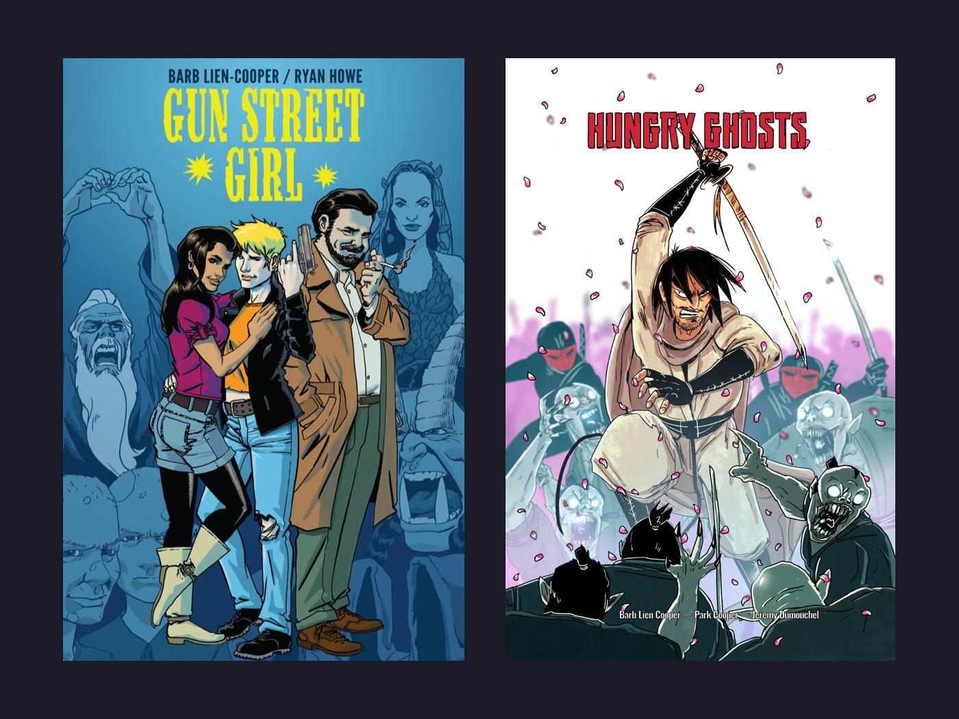 Covers of Gun Street Girl and Hungry Ghosts